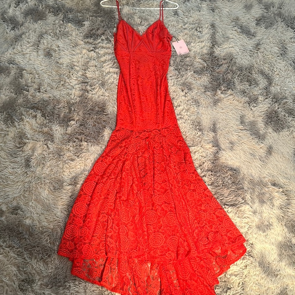Long red dress. Hello molly. Vibrant red. Never worn.